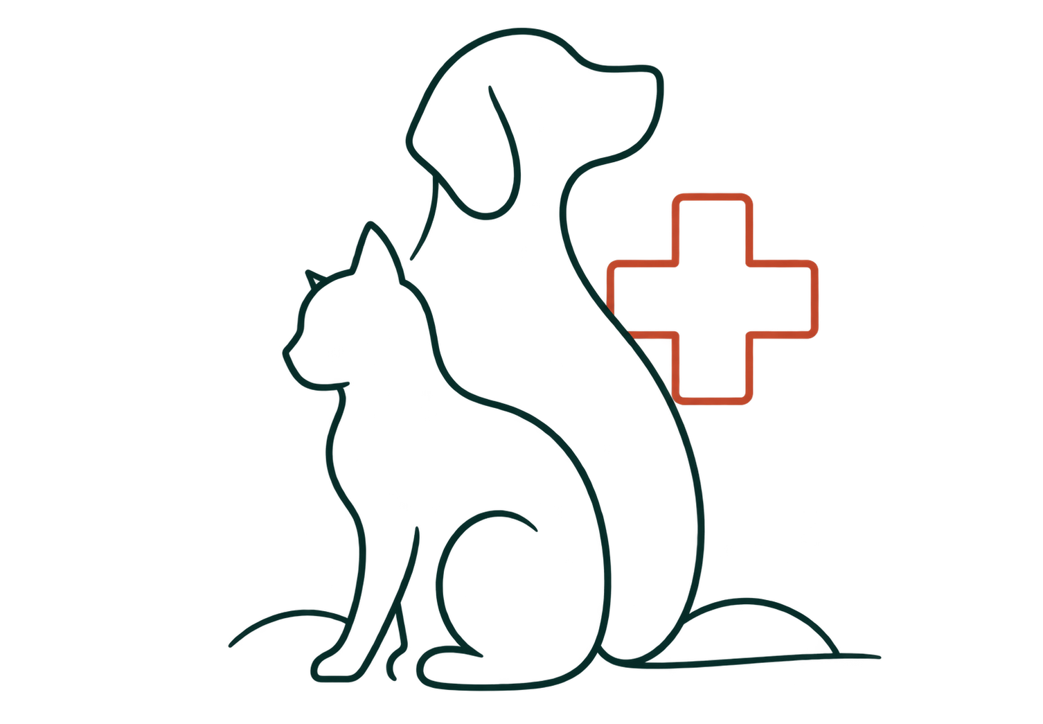 Ilustração de um cão e um gato representando serviços digitais veterinários